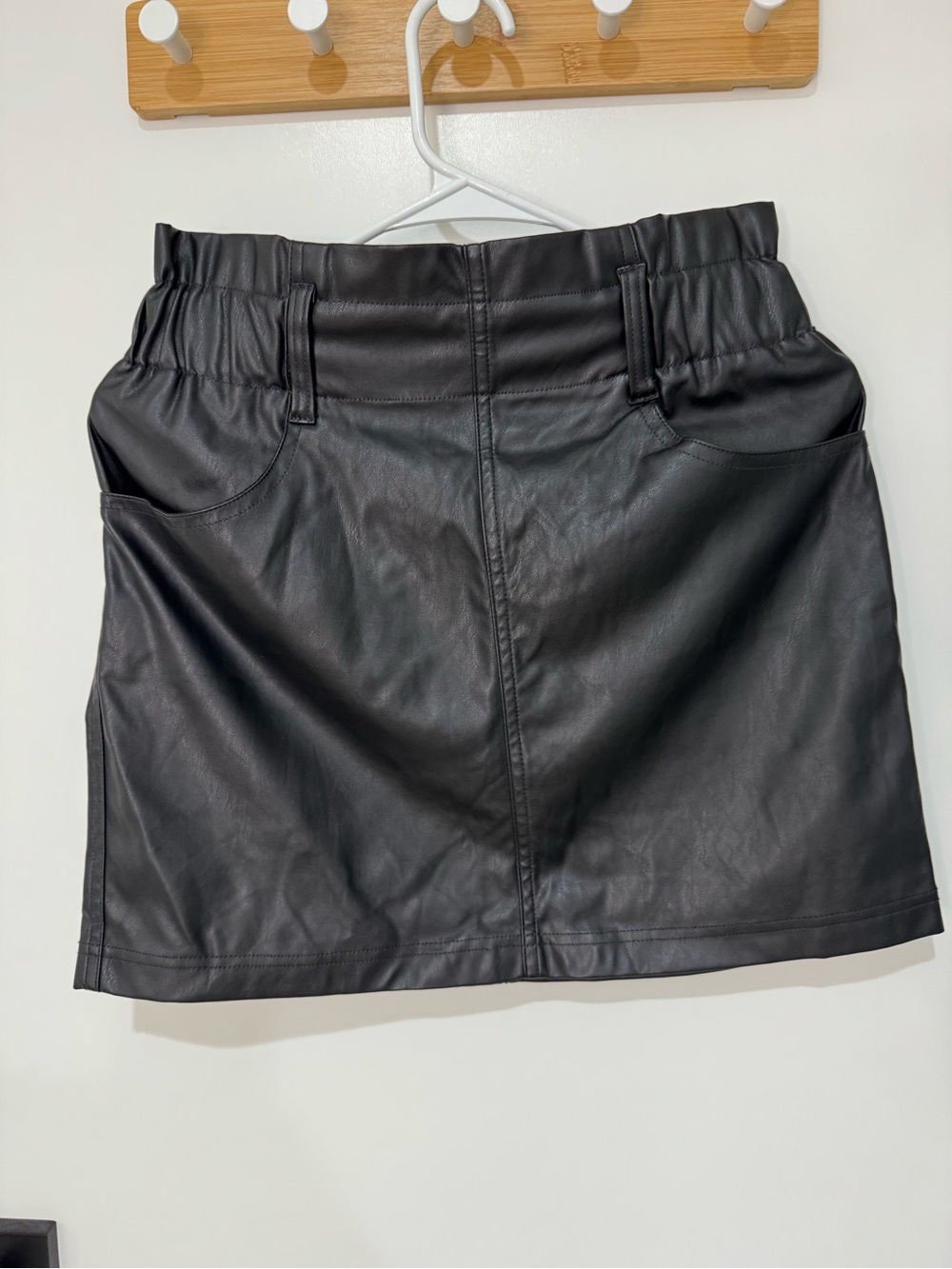 Ci Sono Black Faux Leather Mini Skirt with Belt Loops